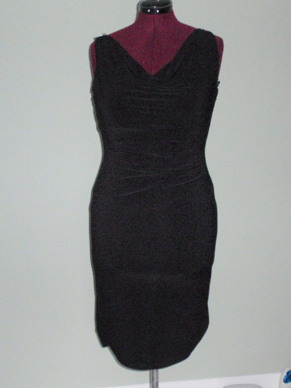 Ralph Lauren Stretchy Black Cowl Neck Cocktail Dress LBD Sleeveless Sz 8